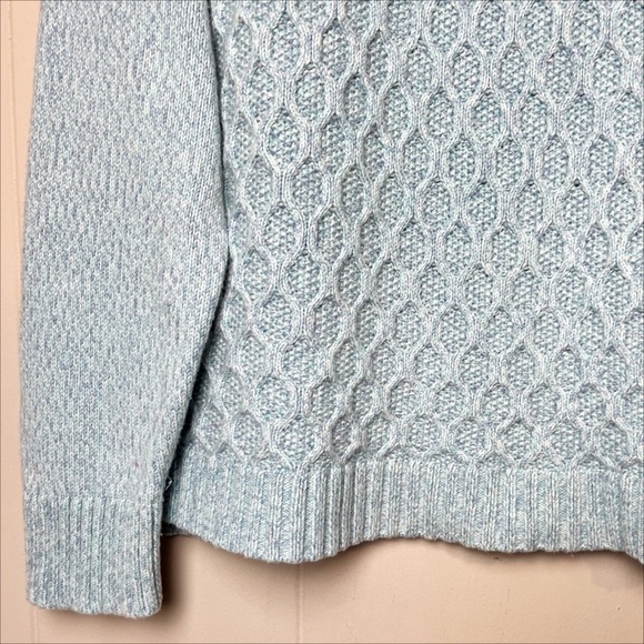 Talbots Honeycomb High-Low Mock Neck Sweater XL pastel blue cable knit casual - Picture 5 of 11